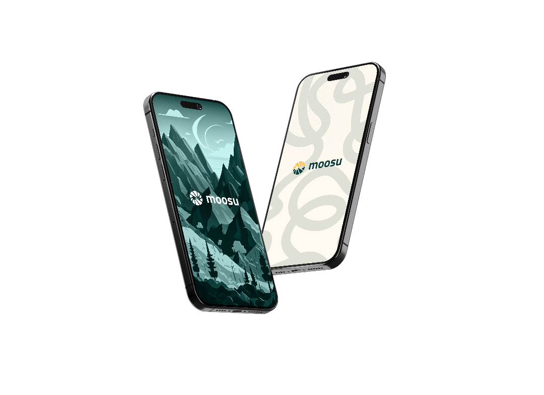 App Moosu no iPhone mostrando trilhas e a interface do aplicativo